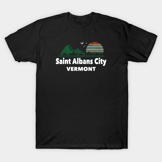 Mountain Sunset Flying Birds Outdoor Saint Albans City Vermont T-Shirt by greenrepublicmerch